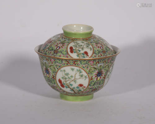 A Famille Rose Bowl and Cover Daoguang Period
