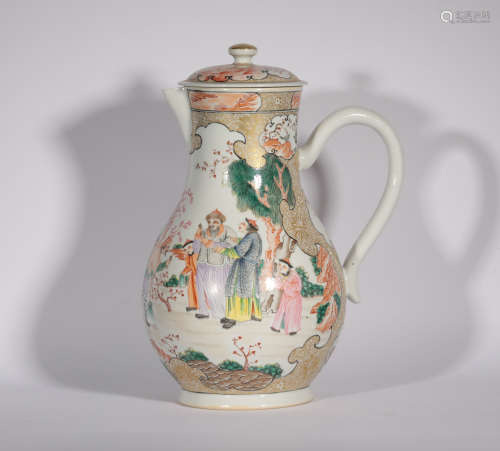 A Famille Rose Ewer Qing Dynasty