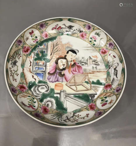 A Famille Rose Figural Plate Qianlong Period