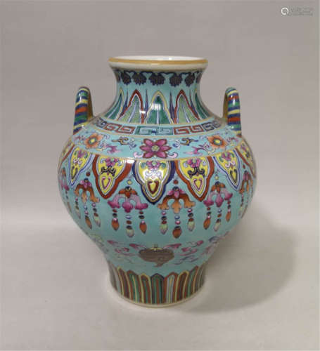 A Famille Rose Vase Qianlong Period