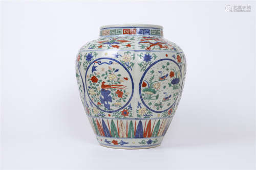Chinese Ming Dynasty Wanli Verte Rose Dragon And Phoenix Pattern Porcelain Jar