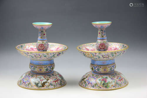 Chinese Enamel Color Candlestick