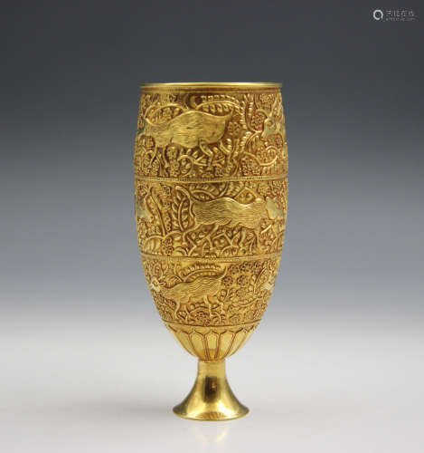 Chinese Liao Jin Pure Gold Stem Bowl