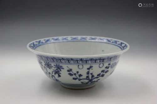 Chinese Late Ming Dynasty Blue And White Bowl