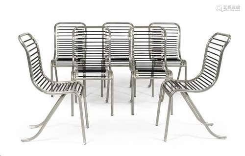 Michel DUFET (1888-1985)  - Suite de sept chaises - modèle créé en 1935  - [...]