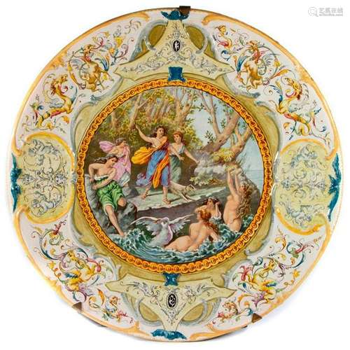 An Italian majolica charger.