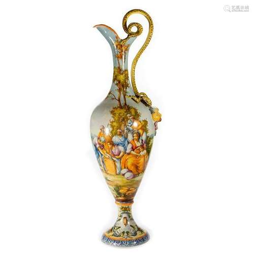 A large Italian majolica vase.