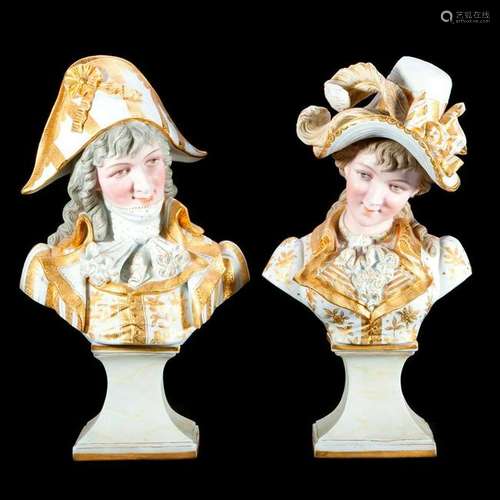 Pair of continental porcelain busts.