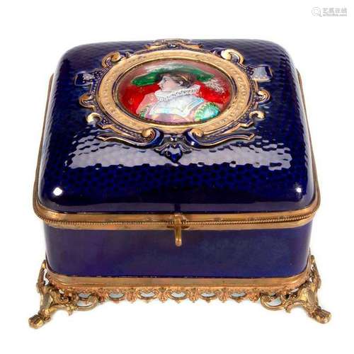 Glass and enamel box.