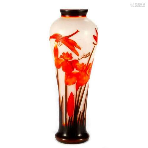 Galle style Art Glass vase.