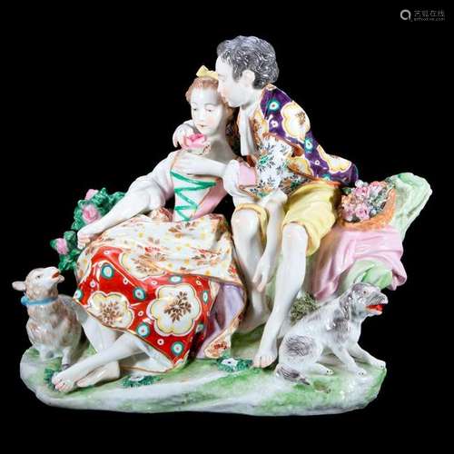 Continental porcelain lovers with a rose.