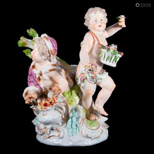 A continental porcelain frolicking children.