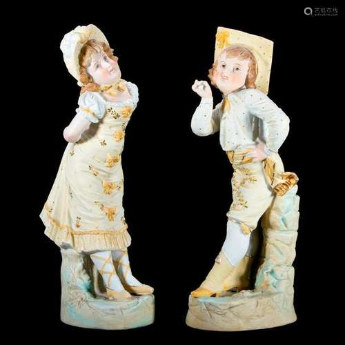 Pair of continental porcelain children.