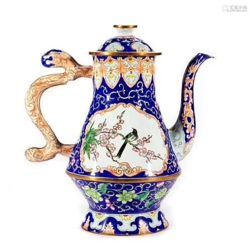 A Chinese enamel tea pot.