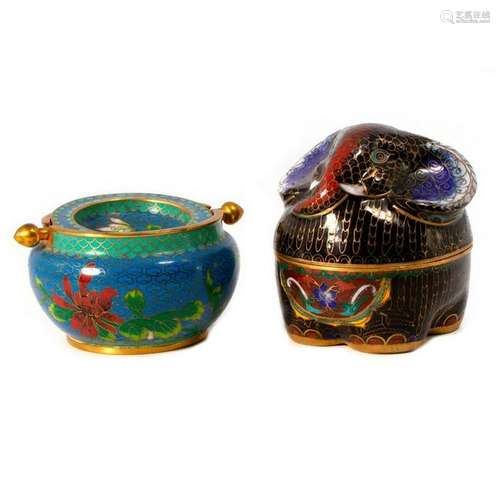 Two Chinese cloisonne jars.