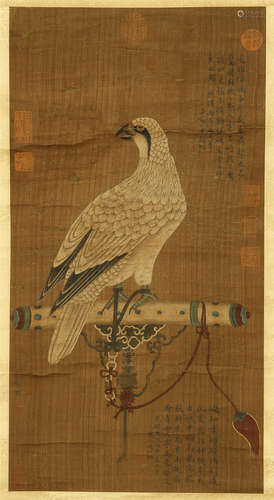 CHINESE PAINTED SCROLLL OF EAGLE WITH CALLIGRAPHY BY ZHAO CHANG