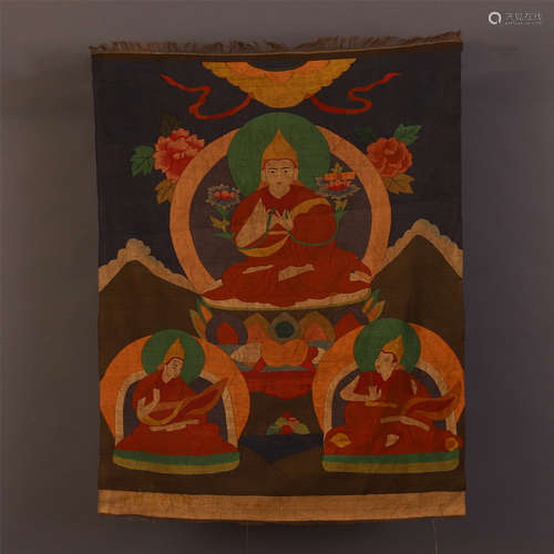 A CHINESE SILK OF THREE BUDDHA