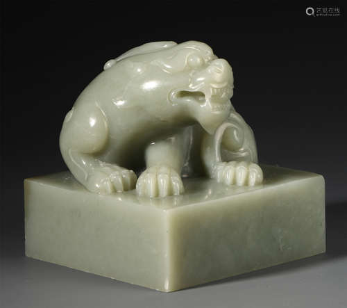 A CHINESE JADE BEAST SEAL