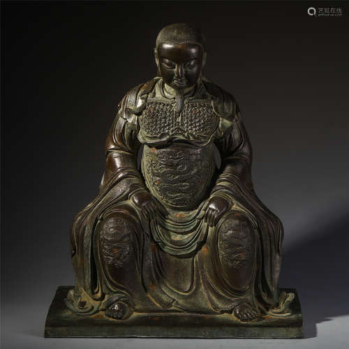 A CHINESE BRONZE SEATED BUDDHA STATUE