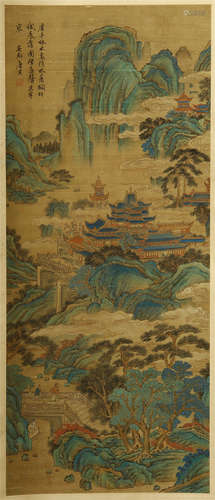 CHINESE PAINTED SCROLLL OF LANDSCAPE SIGNED BY TANG YIN