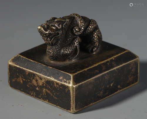 A CHINESE BEAST HANDLE BRONZE SEAL