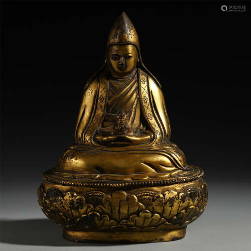 A CHINESE GILT BRONZE DAYUELIAN BUDDHA