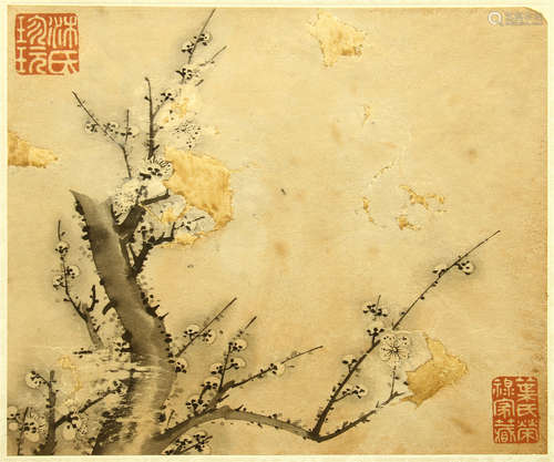 CHINESE PAINTED SCROLLL PLUM BLOSSOMMING BY YI MING