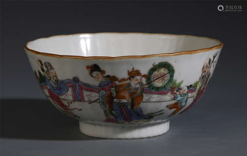 A CHINESE PORCELAIN FAMILLE ROSE FIGURE AND STORY BOWL