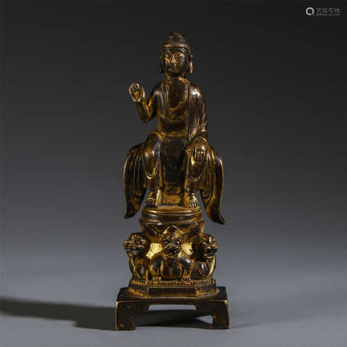 A CHINESE GILT BRONZE STANDING TARA