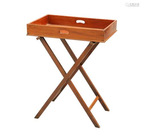 A VICTORIAN MAHOGANY BUTLER'S TRAY ON STAND