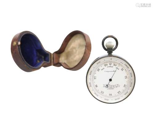 A VICTORIAN COMPENSATED POCKET BAROMETER, SIGNED C.W. DIXEY