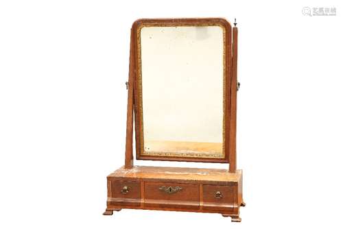 A GEORGE III MAHOGANY TOILET MIRROR