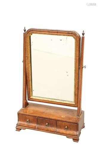 AN 18TH CENTURY WALNUT TOILET MIRROR