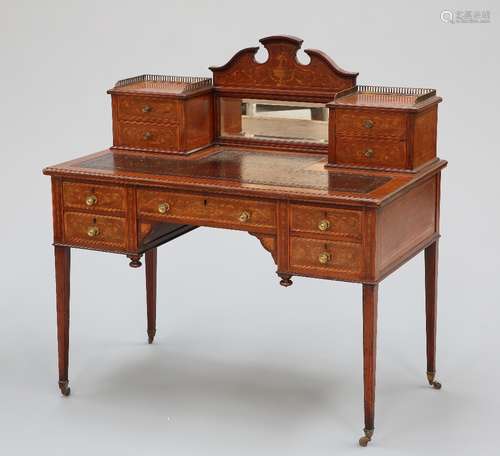 JAMES SHOOLBRED & CO, A LATE VICTORIAN INLAID MAHOGANY DESK