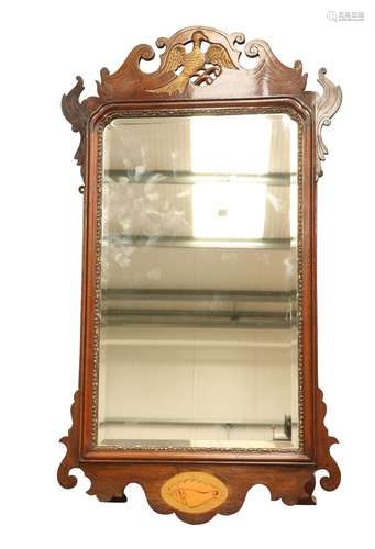 A LARGE 19TH CENTURY MAHOGANY FRETWORK MIRROR