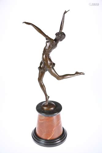 AN ART DECO STYLE BRONZE FIGURE OF A DANCER