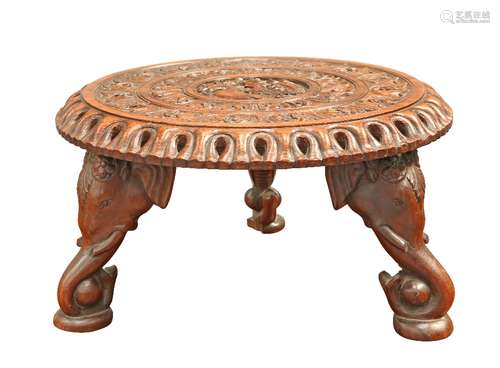 A BURMESE CARVED HARDWOOD STAND