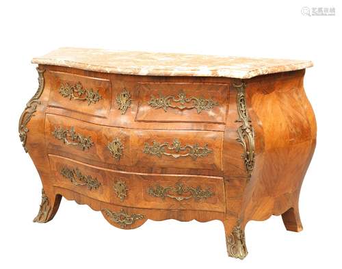 A LARGE AND IMPRESSIVE LOUIS XV STYLE ORMOLU MOUNTED BOMBE COMMODE