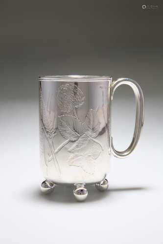 A LARGE VICTORIAN SILVER TANKARD, BIRMINGHAM 1888