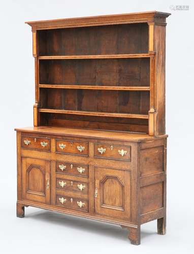 AN INLAID OAK DRESSER AND RACK, NORTH WALES, EARLY 19TH CENTURY