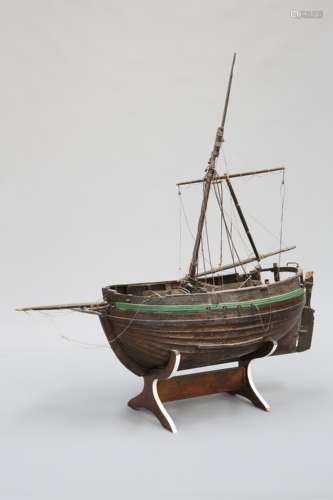 A LARGE VICTORIAN OAK MODEL OF A WHITBY BOAT, 