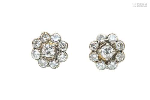 A PAIR OF DIAMOND CLUSTER EARRINGS