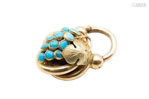 A MID 19TH CENTURY TURQUOISE-SET PADLOCK CLASP