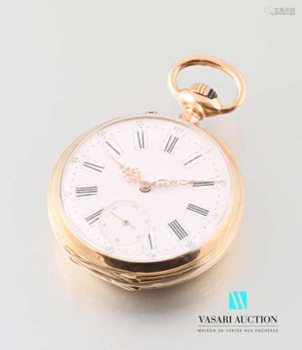 Pocket watch in 750 thousandths gold, round white …