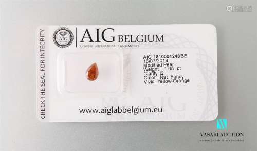 Pear orange diamond of 1.05 carat with AIG certifi…