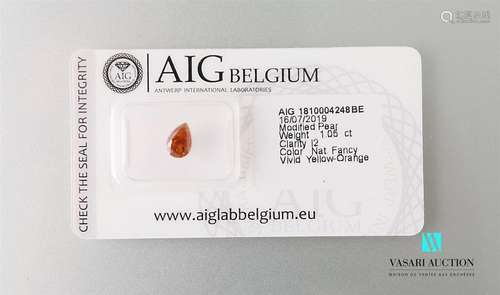 Pear orange diamond of 1.05 carat with AIG certifi…