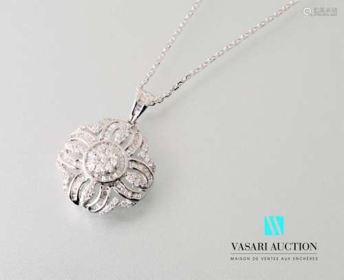 Pendant and its chain in 750 thousandths white gol…