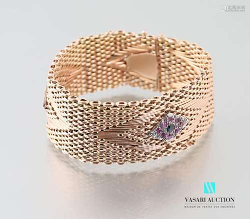 Gold ribbon bracelet 375 thousandths, herringbone …