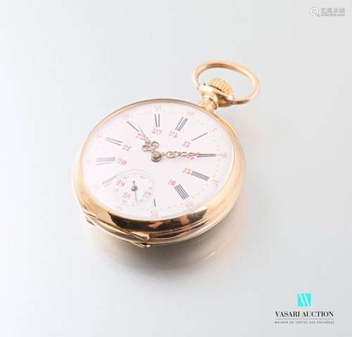 Pocket watch in 750 thousandths gold, round dial w…