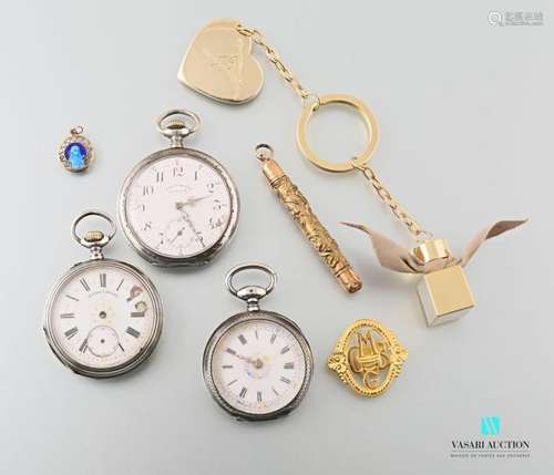 Set including three silver gusset watches (acciden…